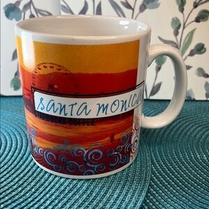 Starbucks 1999 Vintage Santa Monica Mug Vibrant Red Yellow and Blue Cozy Fall